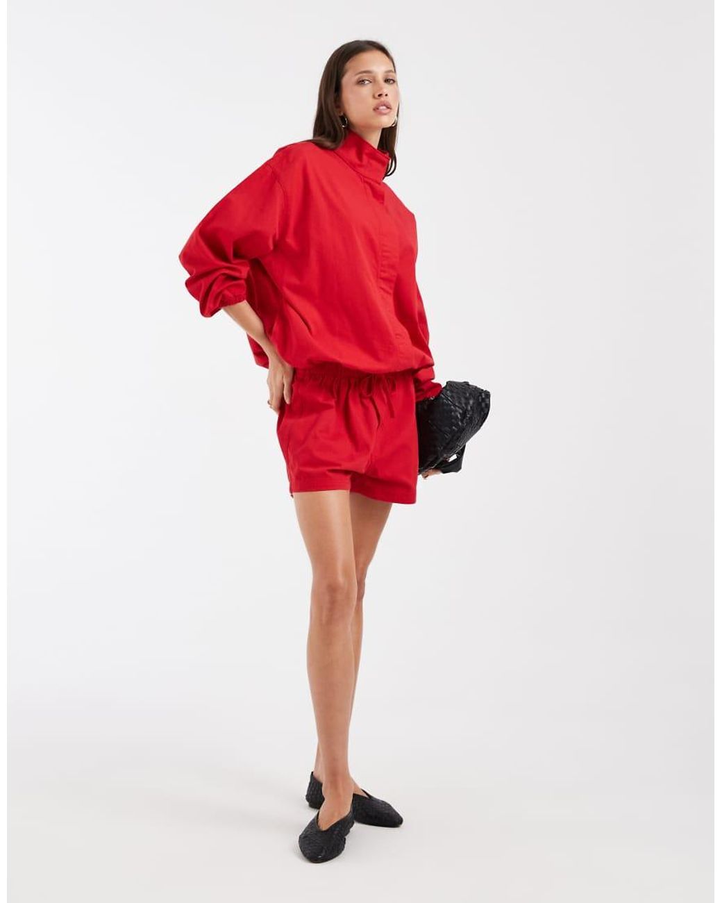 ASOS Red Pull On Denim Short
