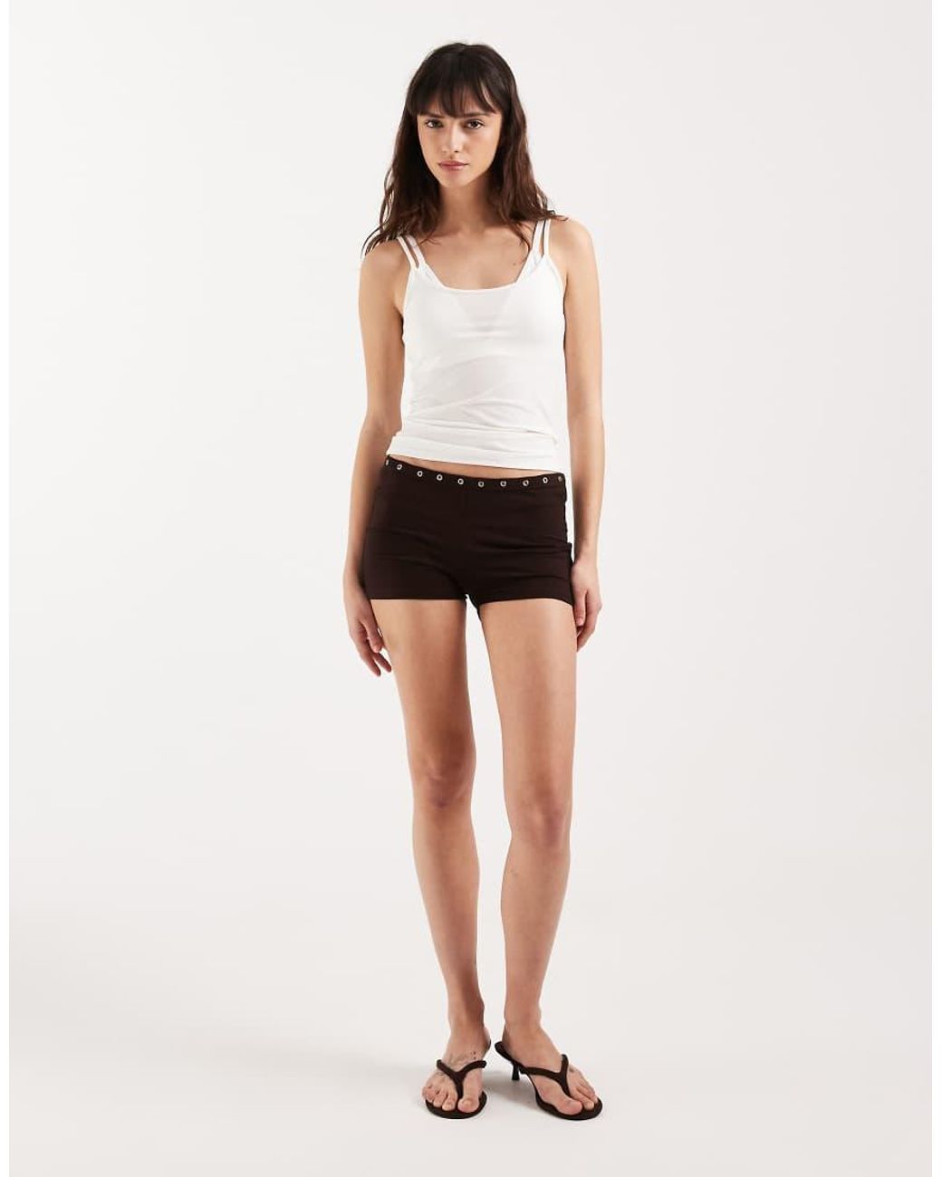 Motel White Kento Hot Pant With Eyelets