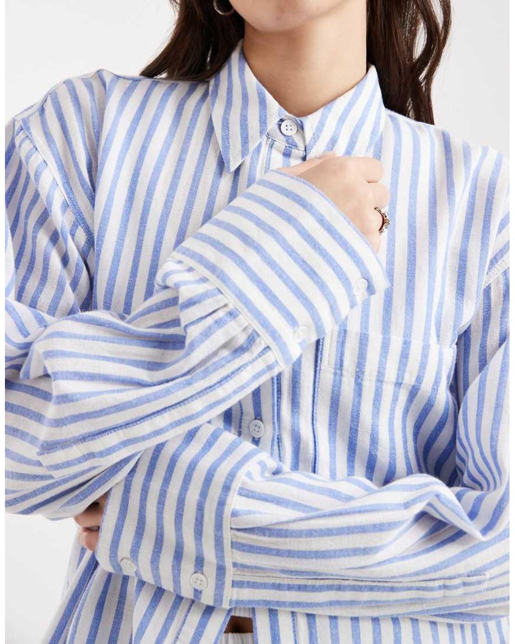 ASOS Blue Oversized Shirt With Linen