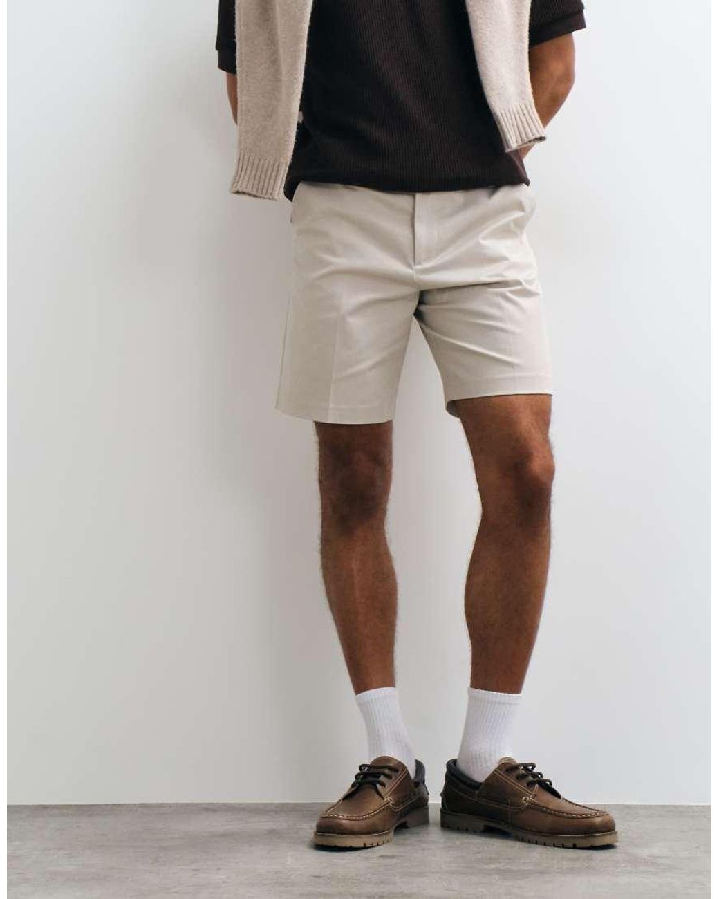 ASOS Natural Tailored Cotton Rich Regular Chino Shorts for men