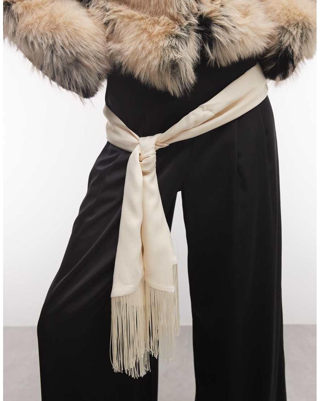 ASOS Black Satin Fringe Tie Scarf