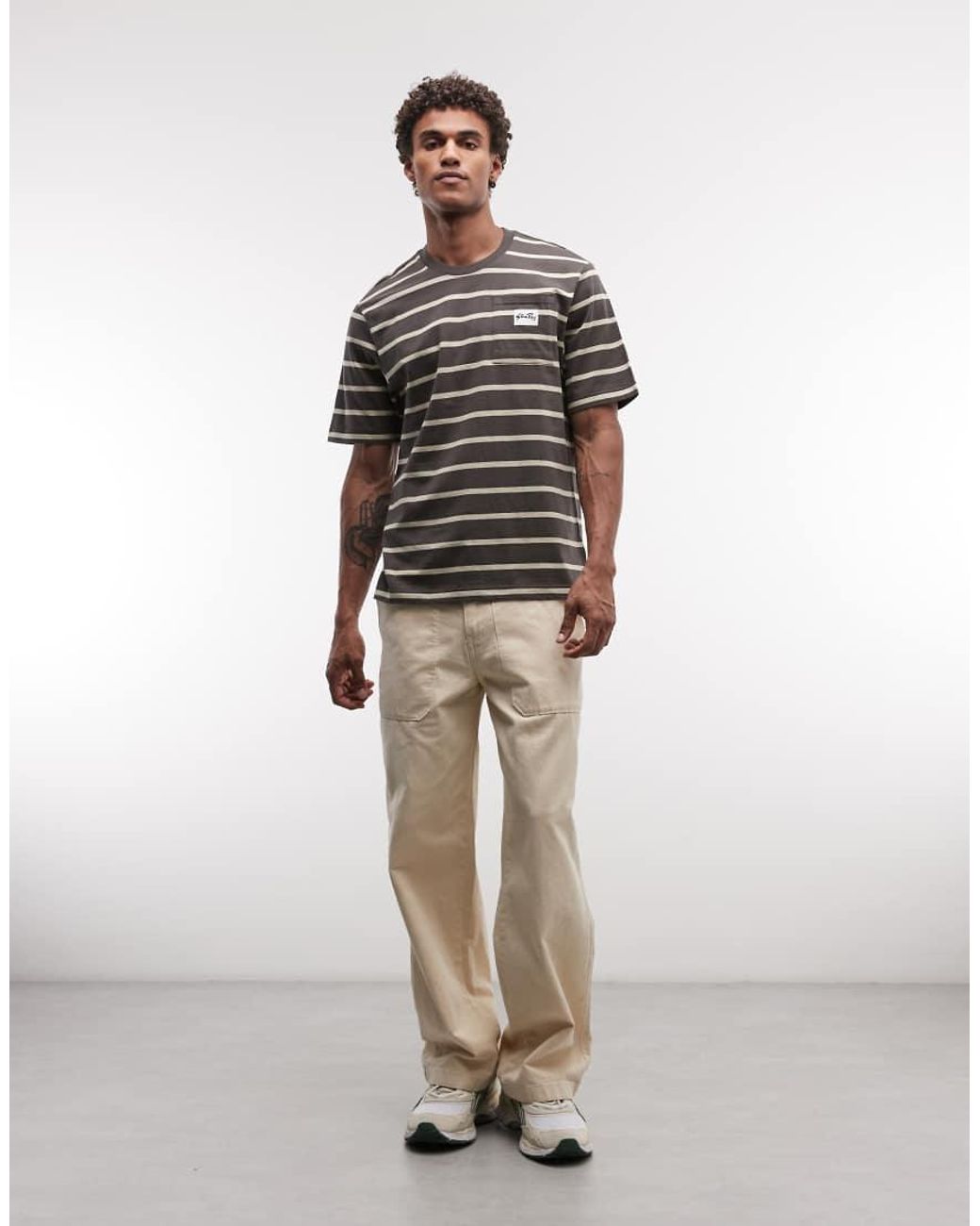 Stan Ray Brown Stripe Short Sleeve Pocket T-shirt for men