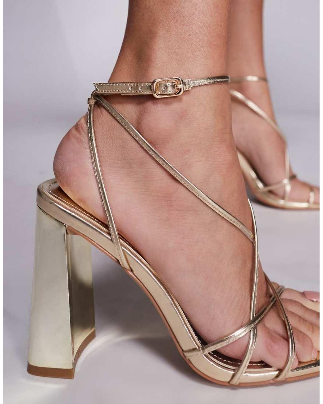 SIMMI Metallic Simmi London Carmela Strappy Block Heeled Sandals