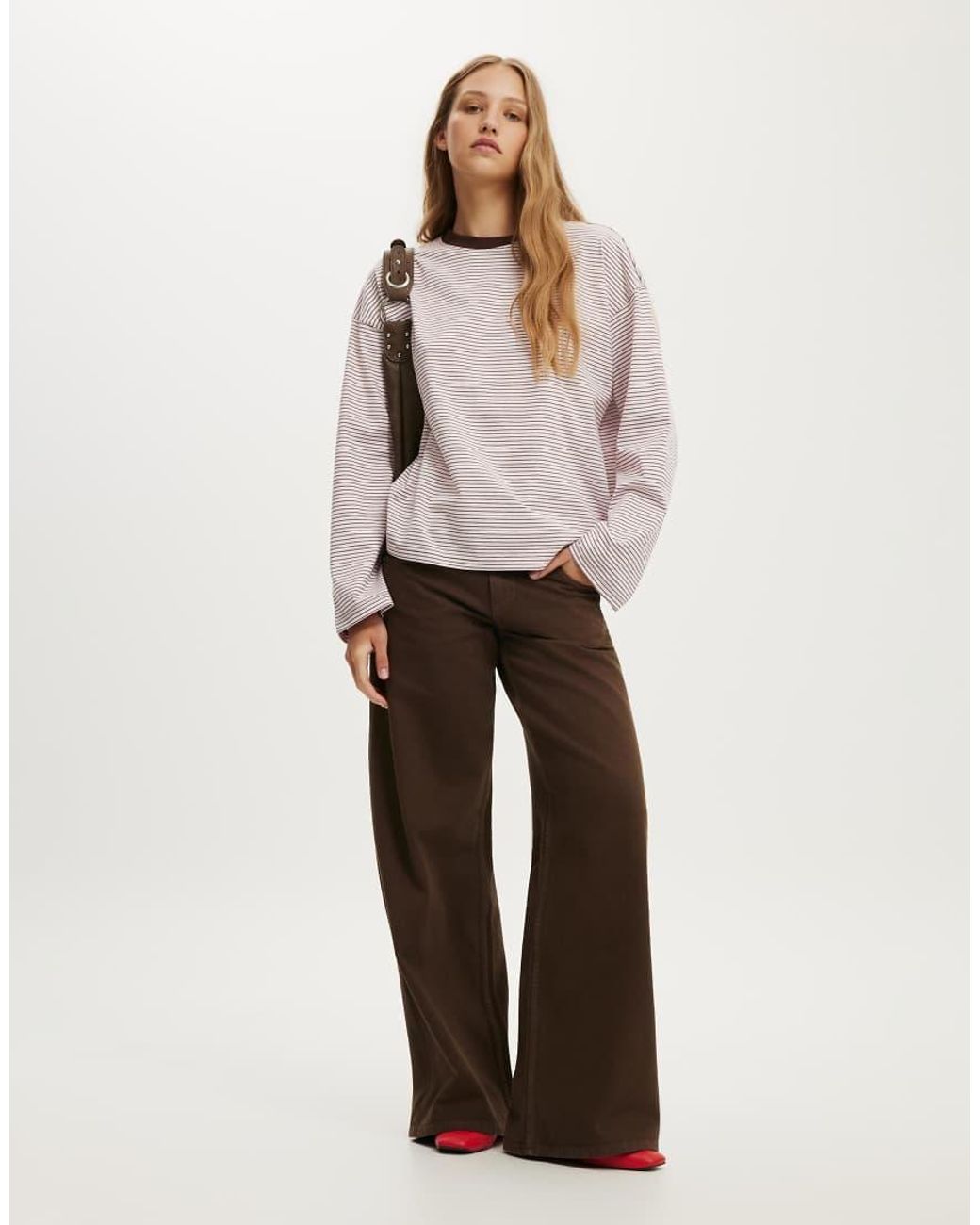 Cotton On White Boxy Long Sleeve Top