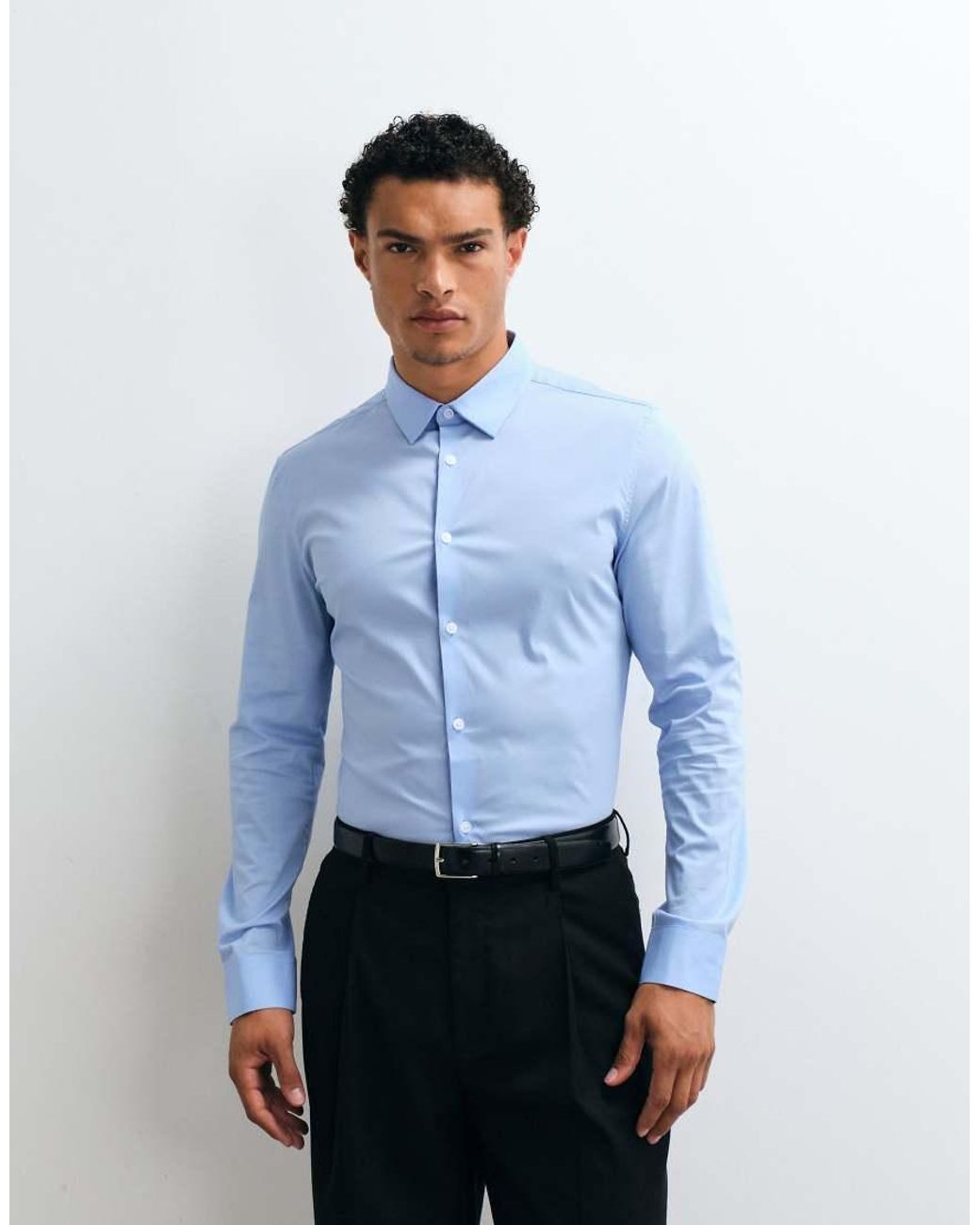 ASOS Blue Skinny Stretch Work Shirt for men