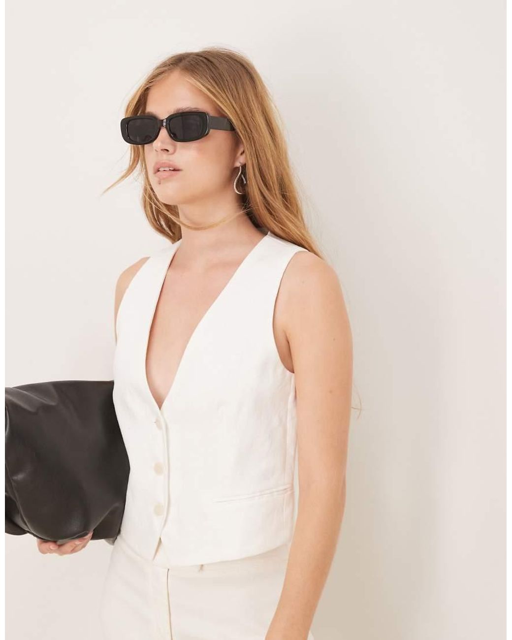 Mango Natural Linen Waistcoat