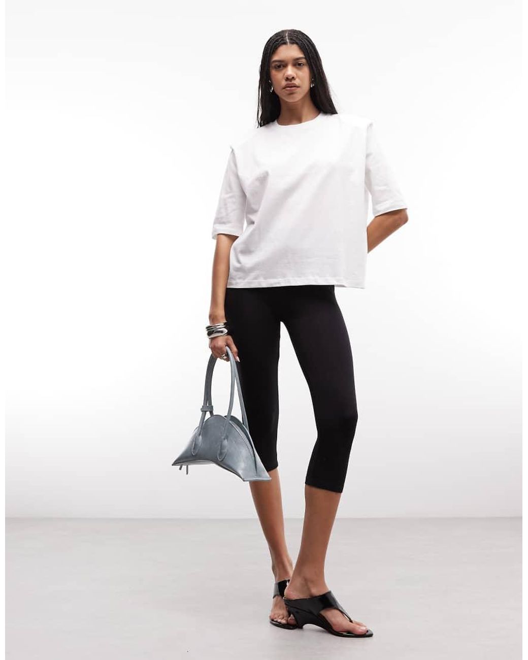 ASOS White Regular Fit Tee With Sharp Shoulder Pad Detail