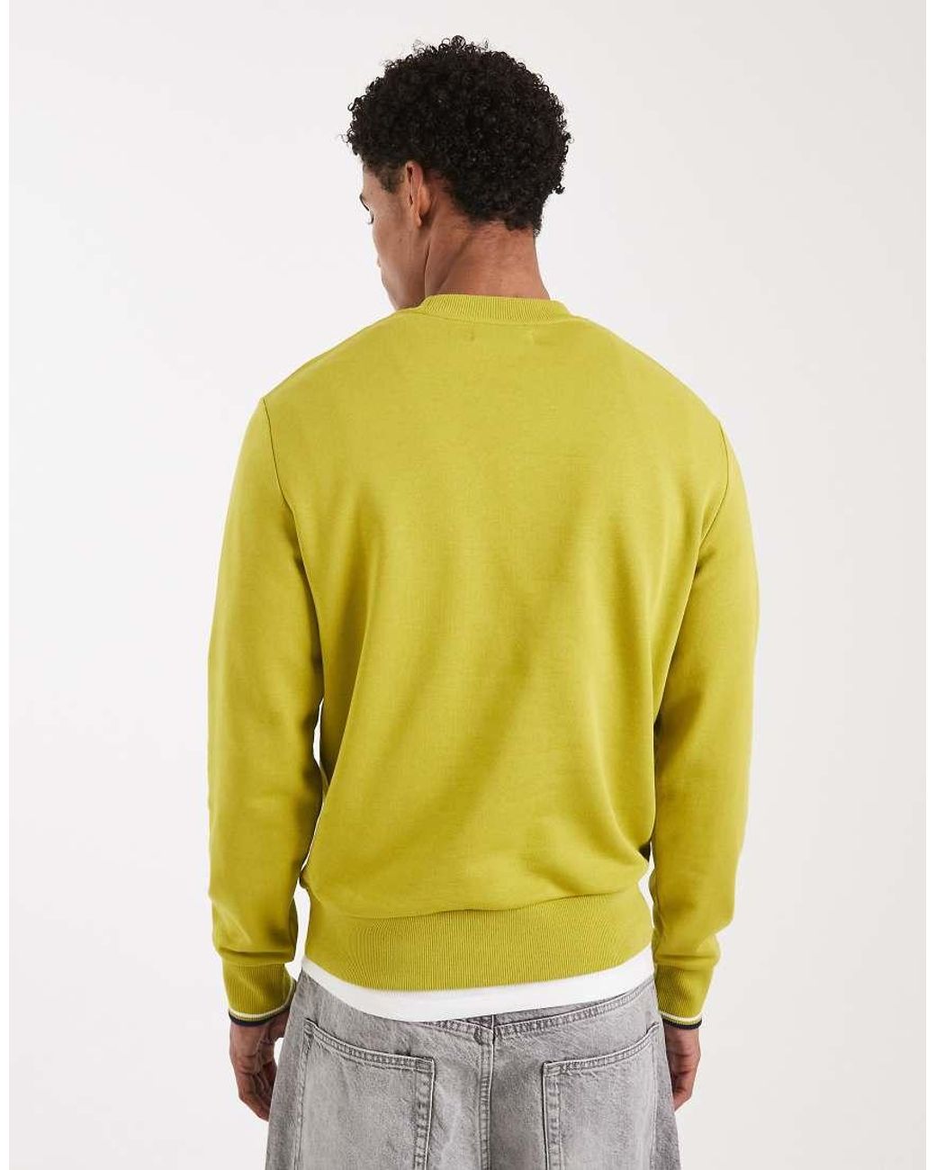 Fred Perry Yellow Tipped Crew Neck Sweatshirt for men