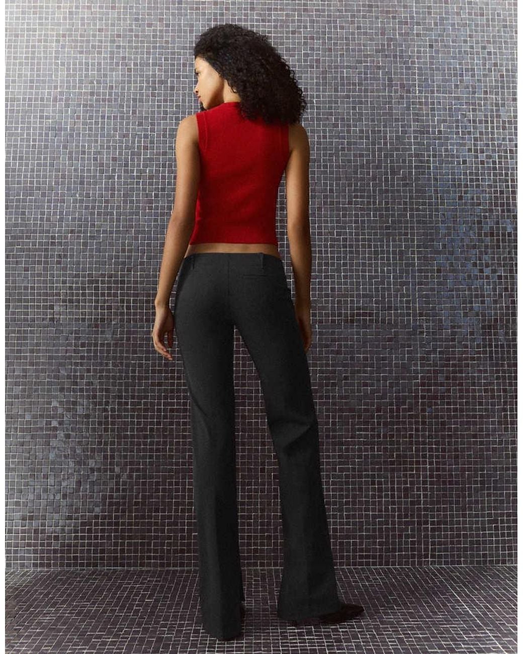 Bershka Gray Petite Slim Fit Low-rise Trousers