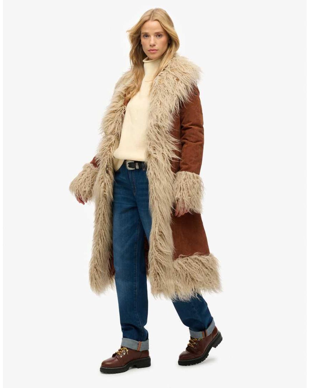 Superdry Blue Long Afghan Coat