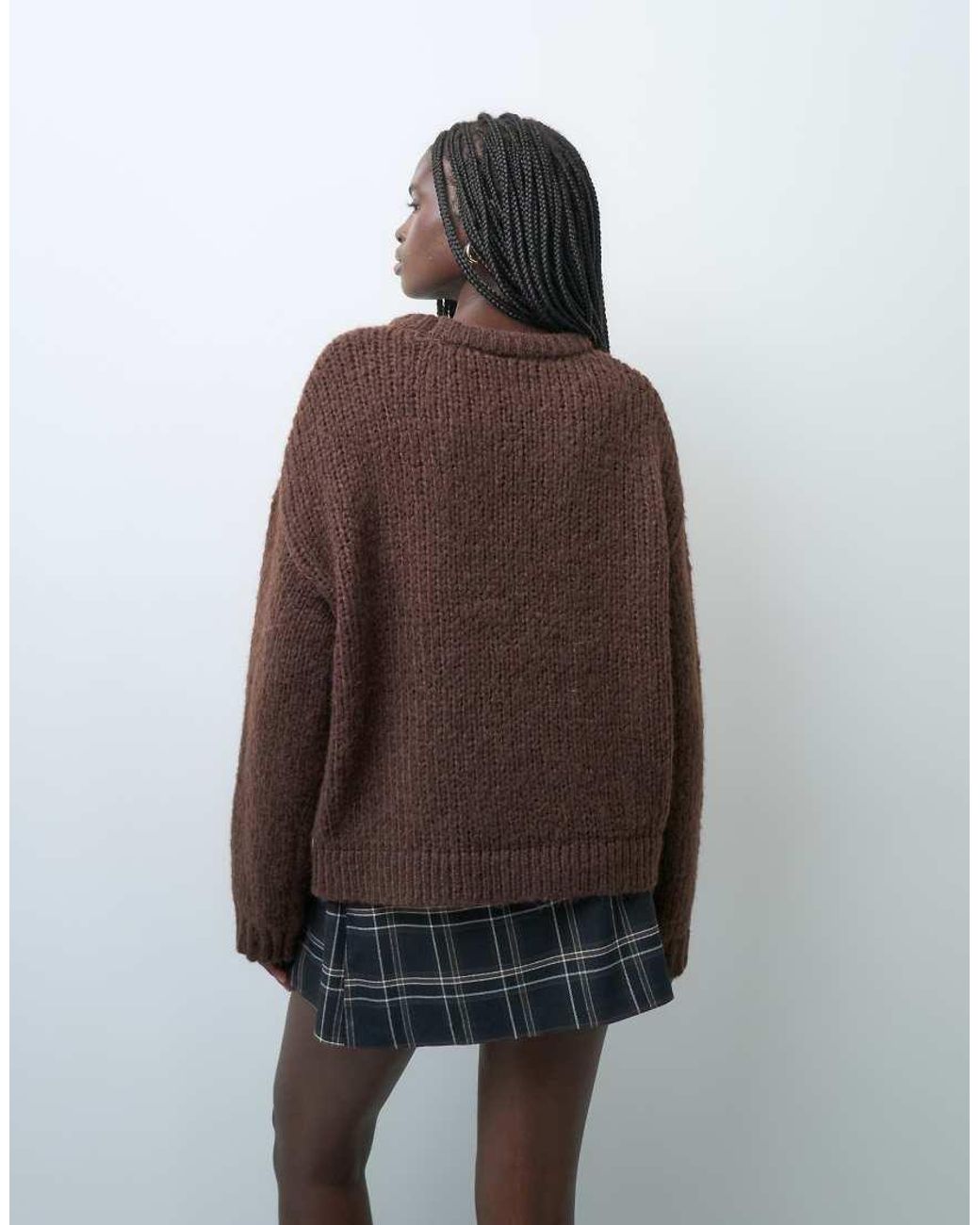 Pieces Brown Chunky Knitted Jumper