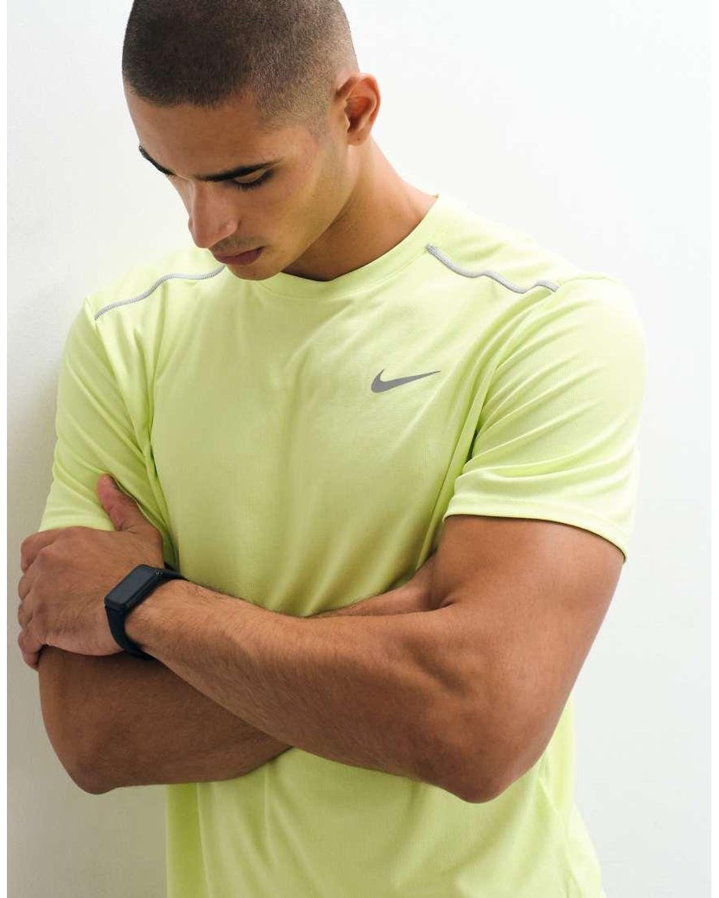 Nike White Miler Dri-Fit Uv-Protection T-Shirt for men
