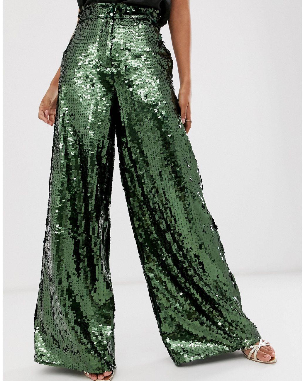 PARTY ON Green Sequin Womens Pants  Birthday dress women Pants for women Green  sequins