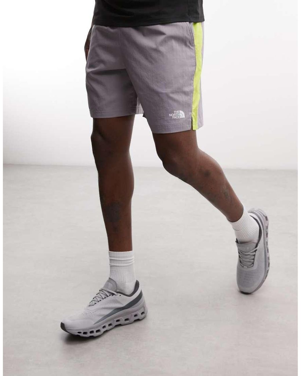 The North Face Gray 24/7 Logo Colourblock Shorts for men