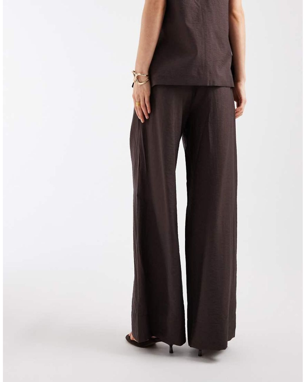 Object Brown Pleat Front Wide Leg Tailored Trouser Co-ord