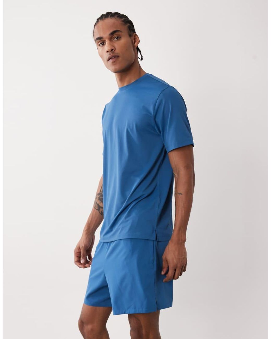 4505 Blue 5" Training Short With Towel Loop And Zip Pockets for men