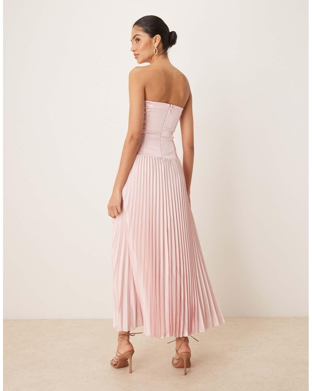 Abercrombie & Fitch Strapless Flowy Maxi Dress in Pink | Lyst