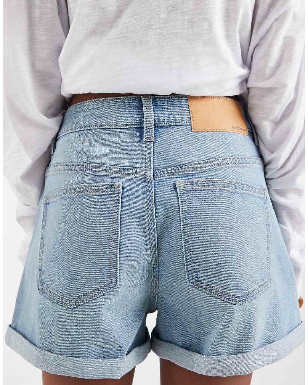 ASOS Blue Denim Comfort Mom Shorts