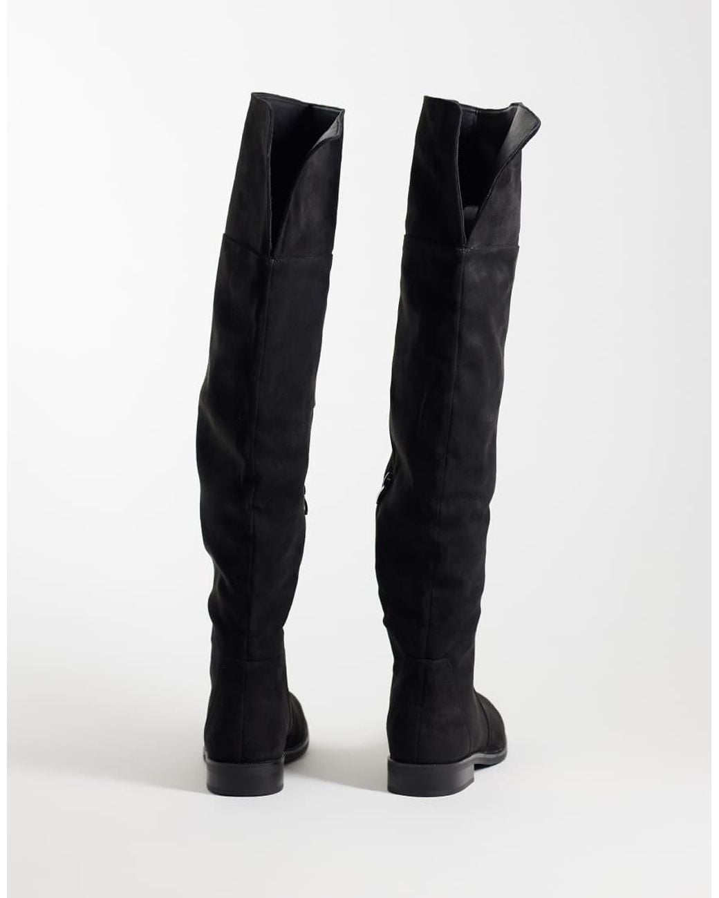 SEQWL Black Whisper Faux Suede Refined Over The Knee Boots