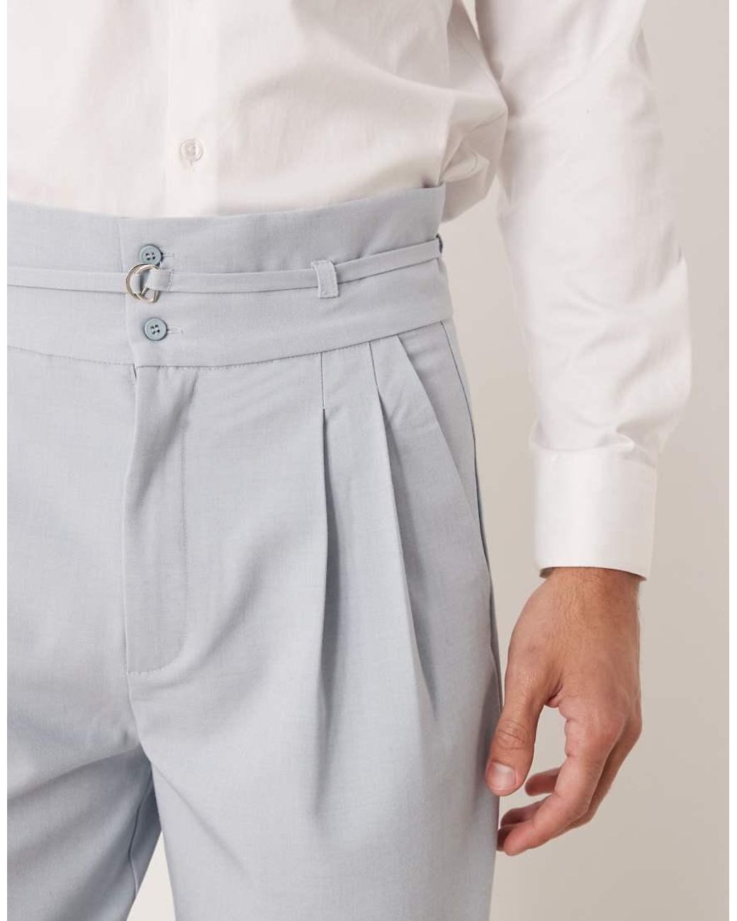 Sister Jane Gray Unisex Evander High Waisted Micro Belt Detail Paperbag Pants