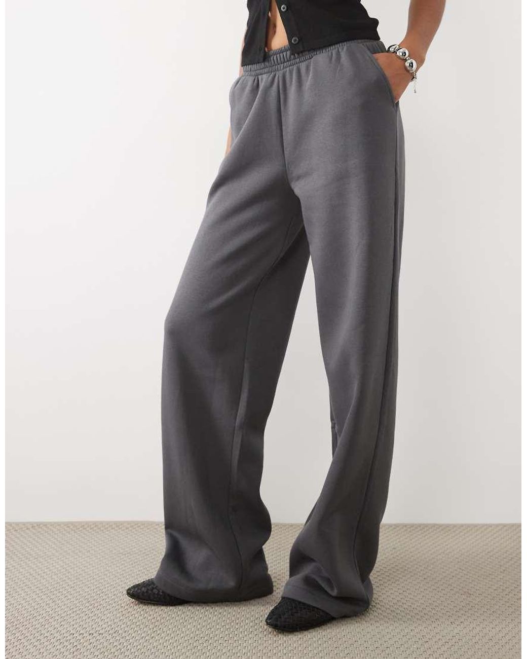 ASOS Gray Asos Design Tall Wide Leg Brushback Jogger