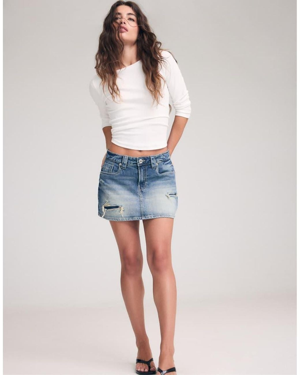 Stradivarius Blue D62 Denim Skort