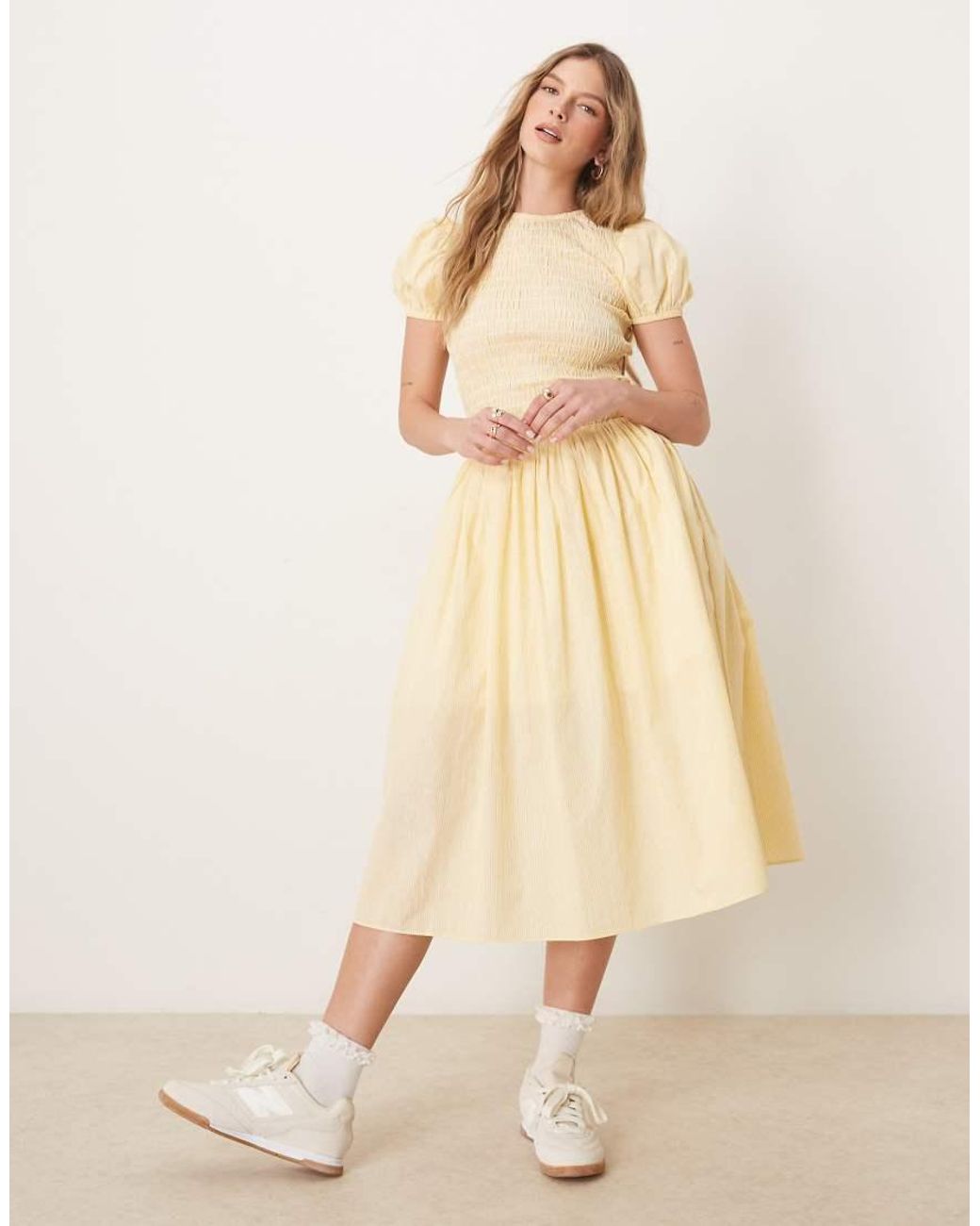 Glamorous Natural Puff Sleeve Midaxi Dress