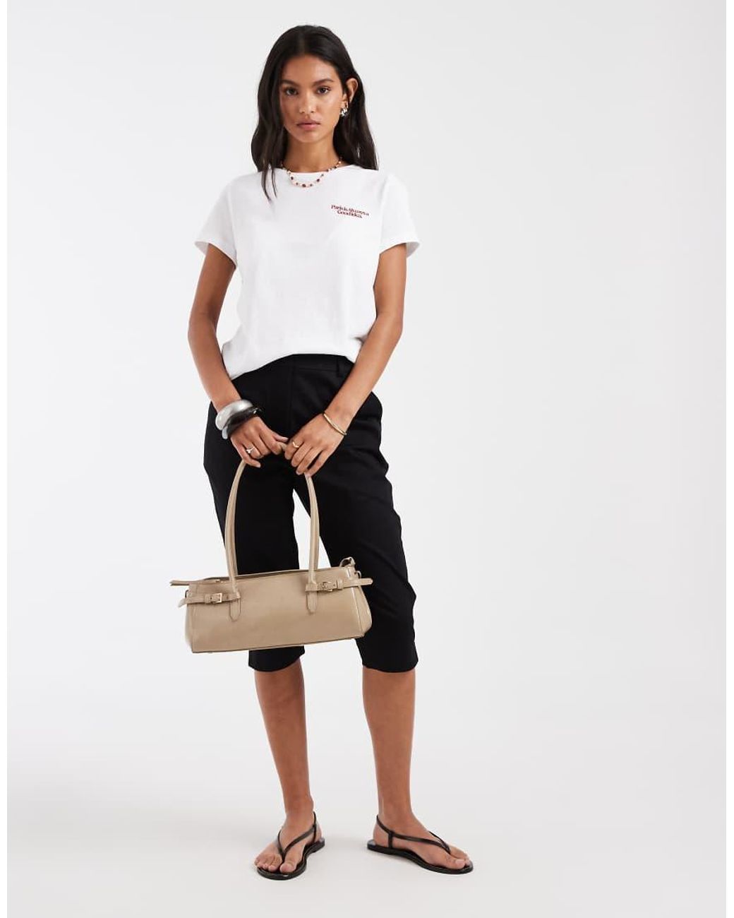 Noisy May White Regular Fit T-shirt With Dachshund Print