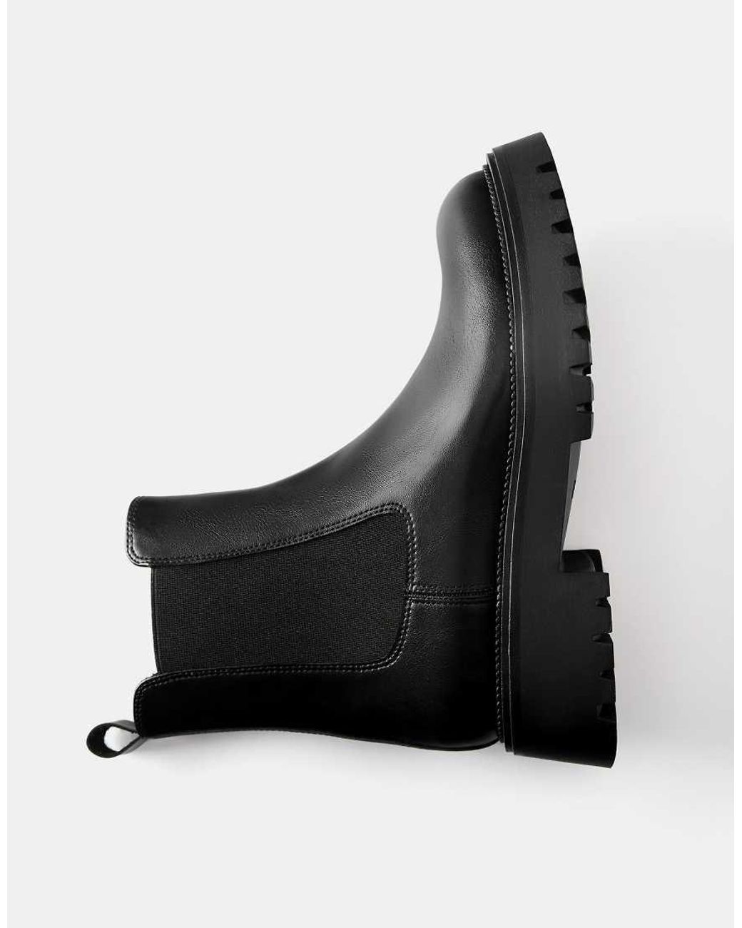 Pull&Bear Black Flat Chelsea Ankle Boots