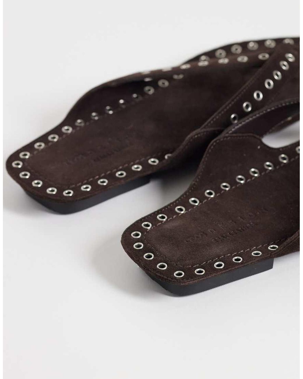 ASOS Black Fisher Premium Eyelet Toe Thong Sandals