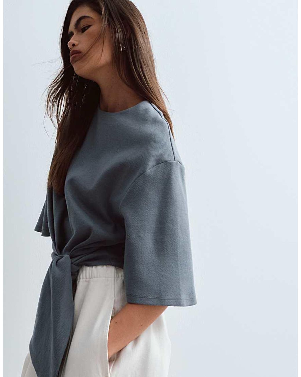 ARRANGE Gray T-shirt With Tie Waist Detail