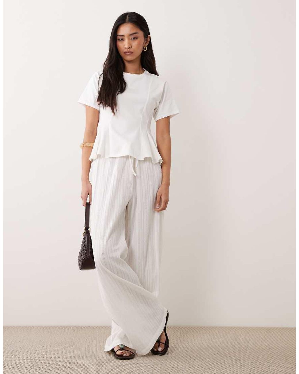 Miss Selfridge White Peplum Hem Detail Tee