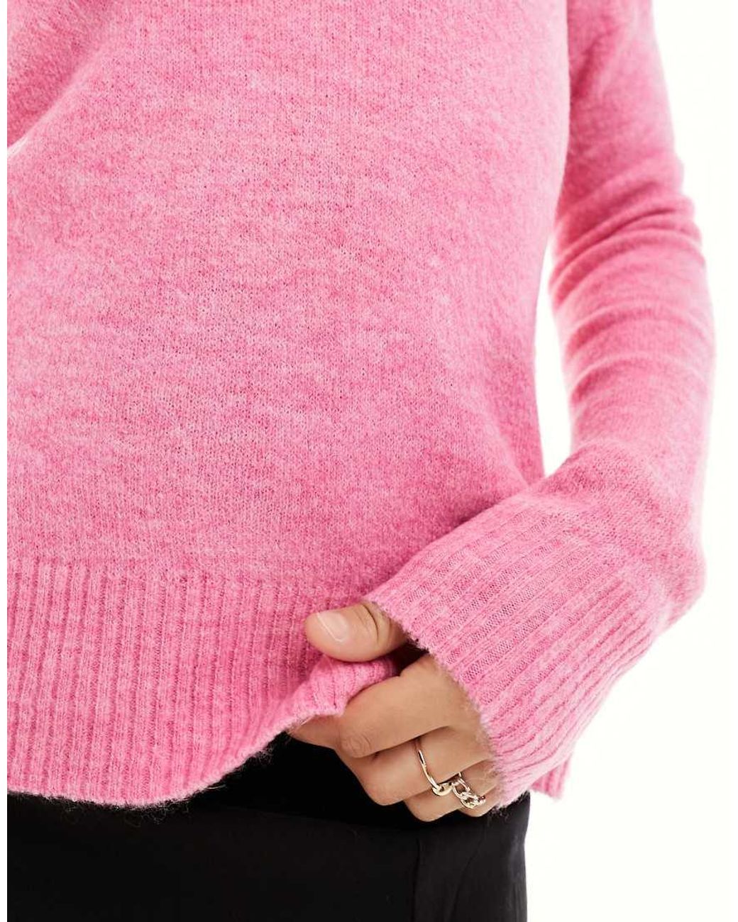 Jdy Pink V Neck Long Sleeve Knit Jumper