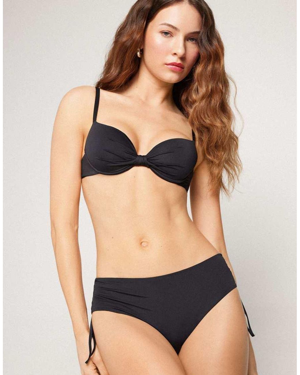 Tezenis Black Micro Padded Push-Up Bikini Top