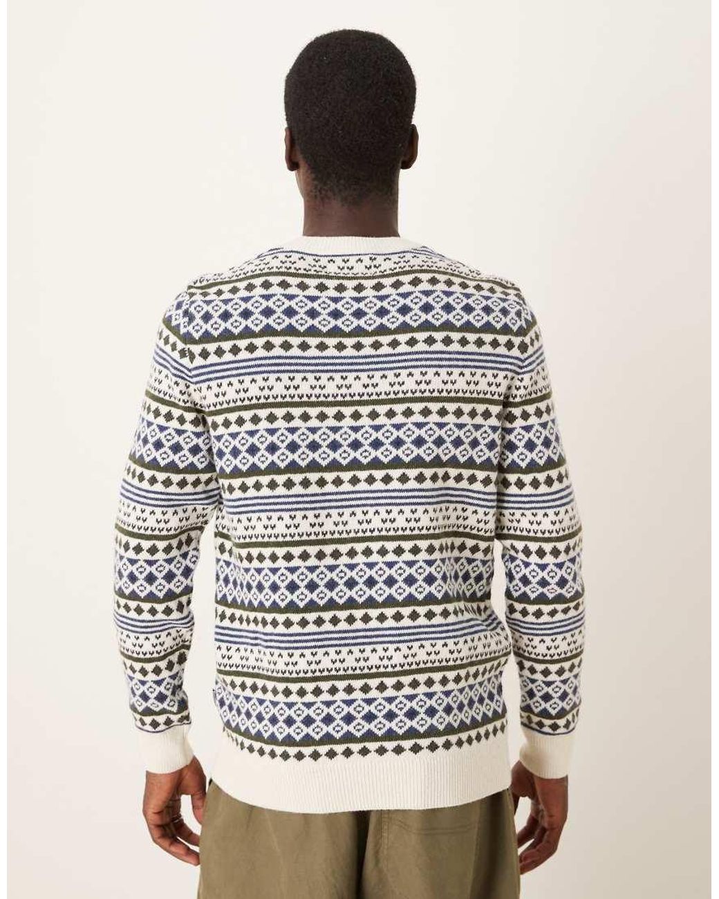 Barbour Natural Easdale Fair Isle Crew Neck Sweater for men