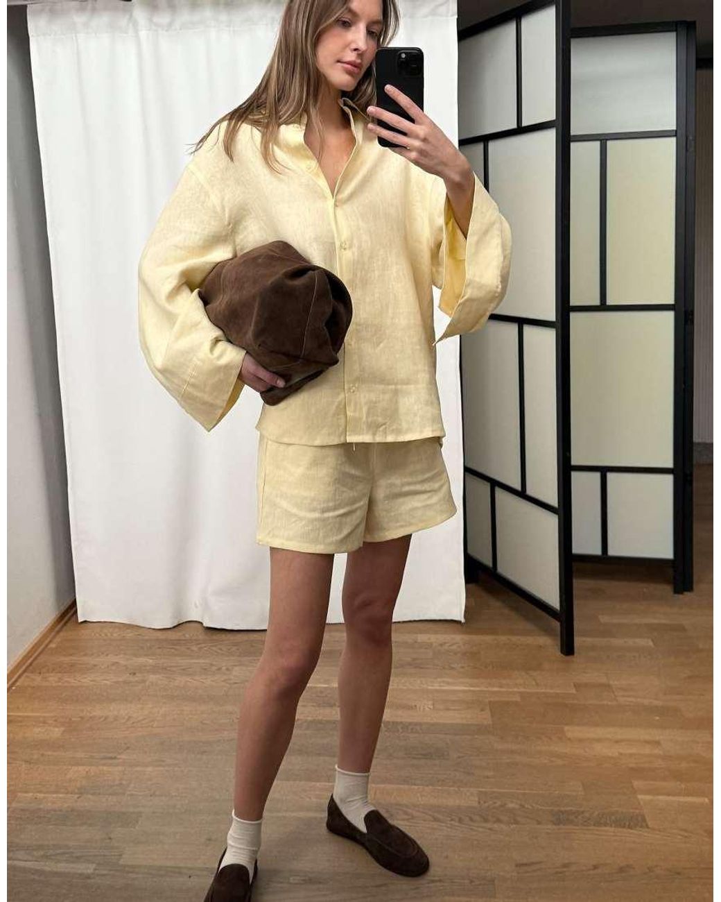 NA-KD Natural Drawstring Linen Shorts