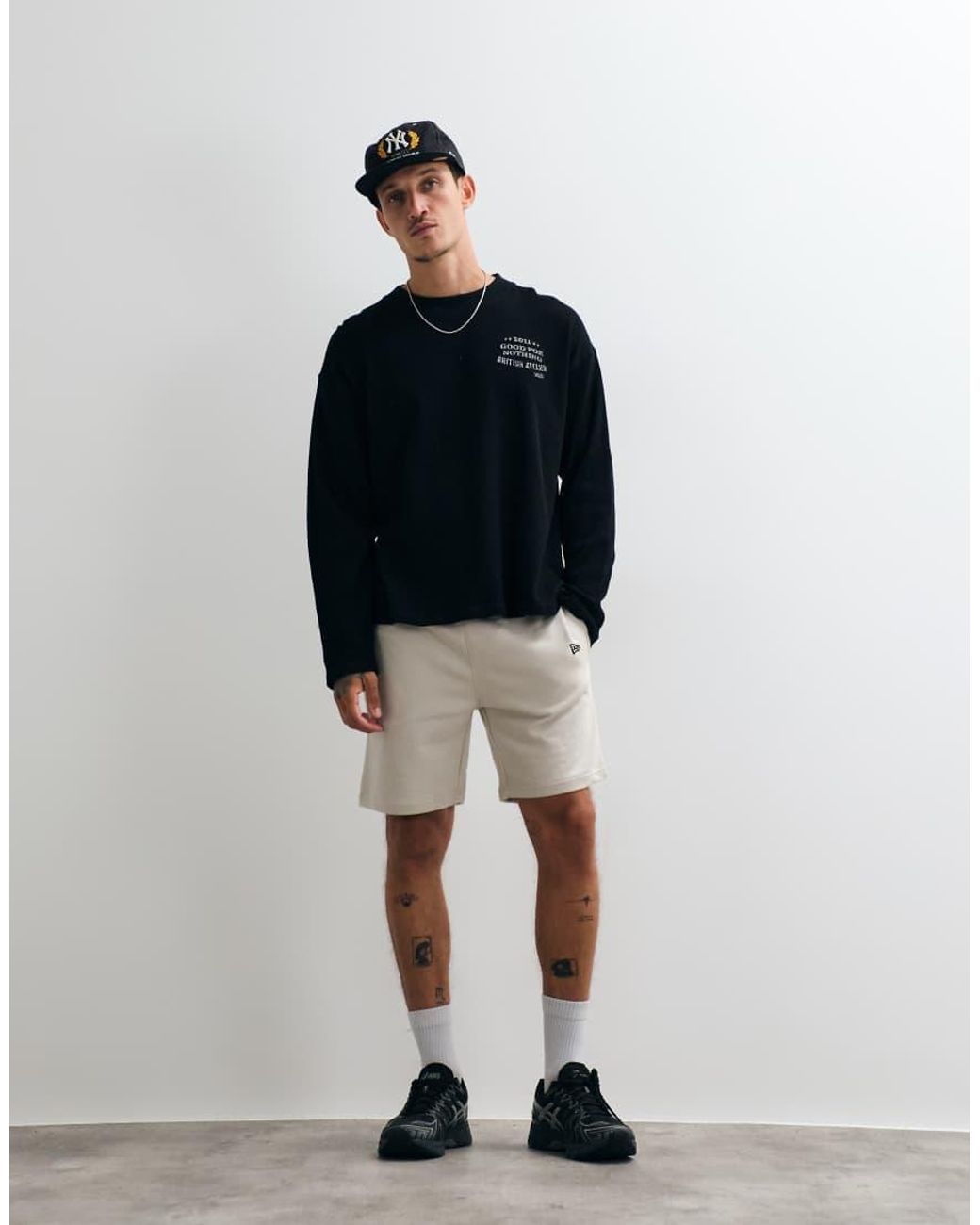 KTZ Blue Ny Yankees Logo Mid Length Jersey Shorts for men