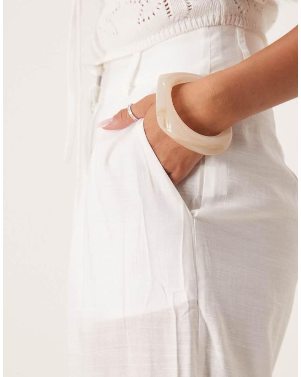 NARRATED Natural Wide Leg Trousers