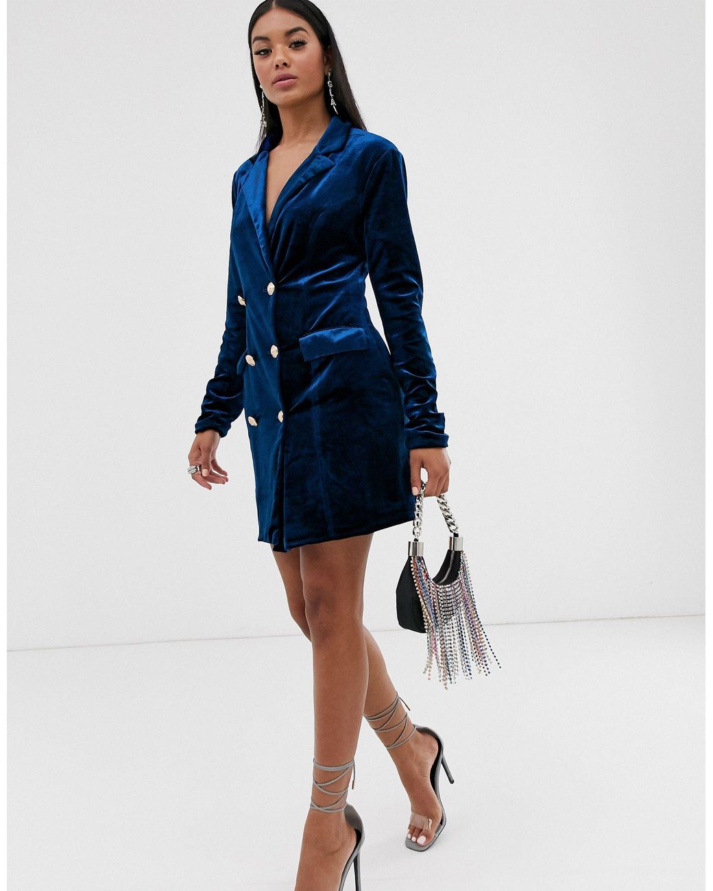 Robe blazer en velours Missguided en coloris Bleu | Lyst