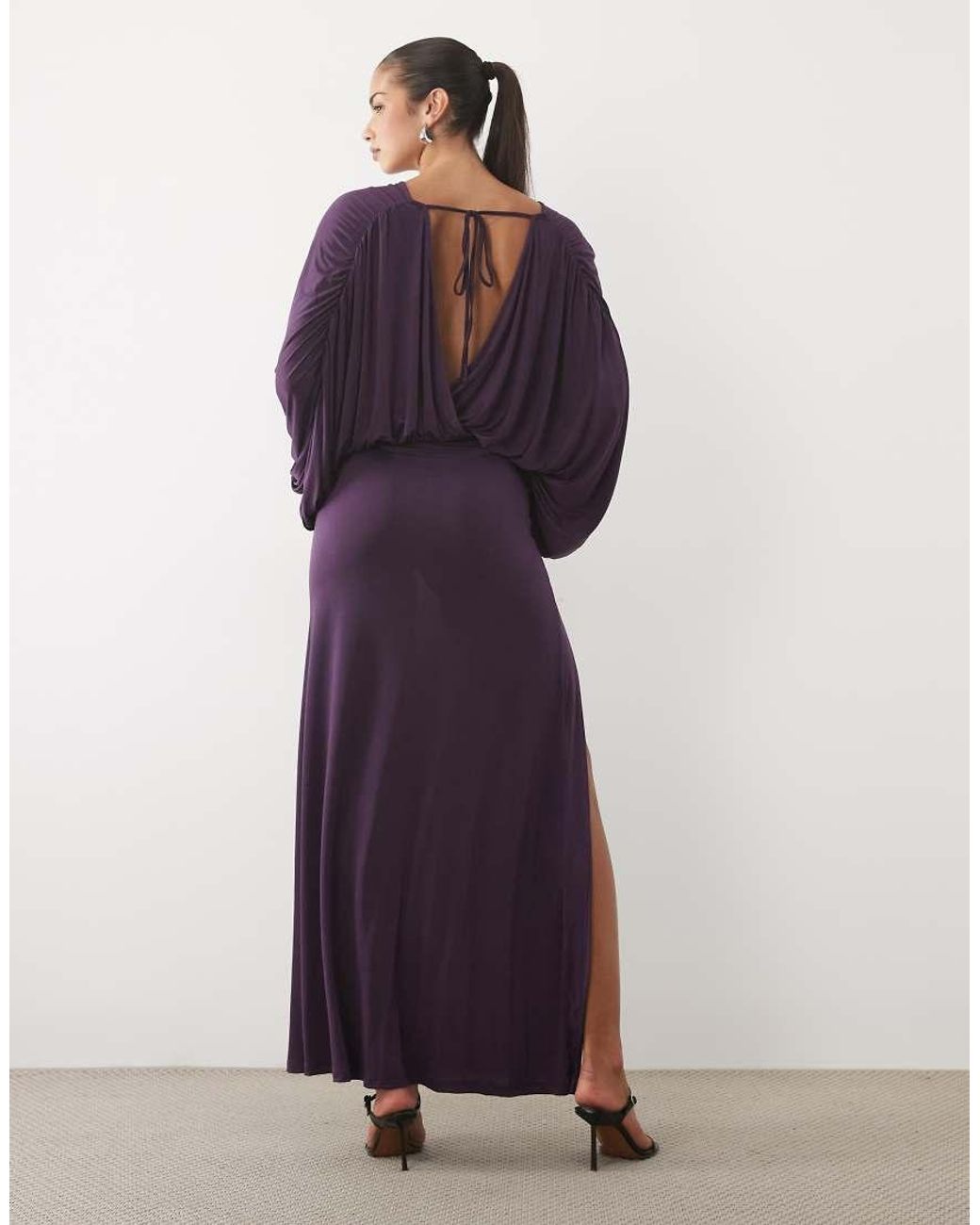 ASOS Purple Slinky Blouson Maxi Dress
