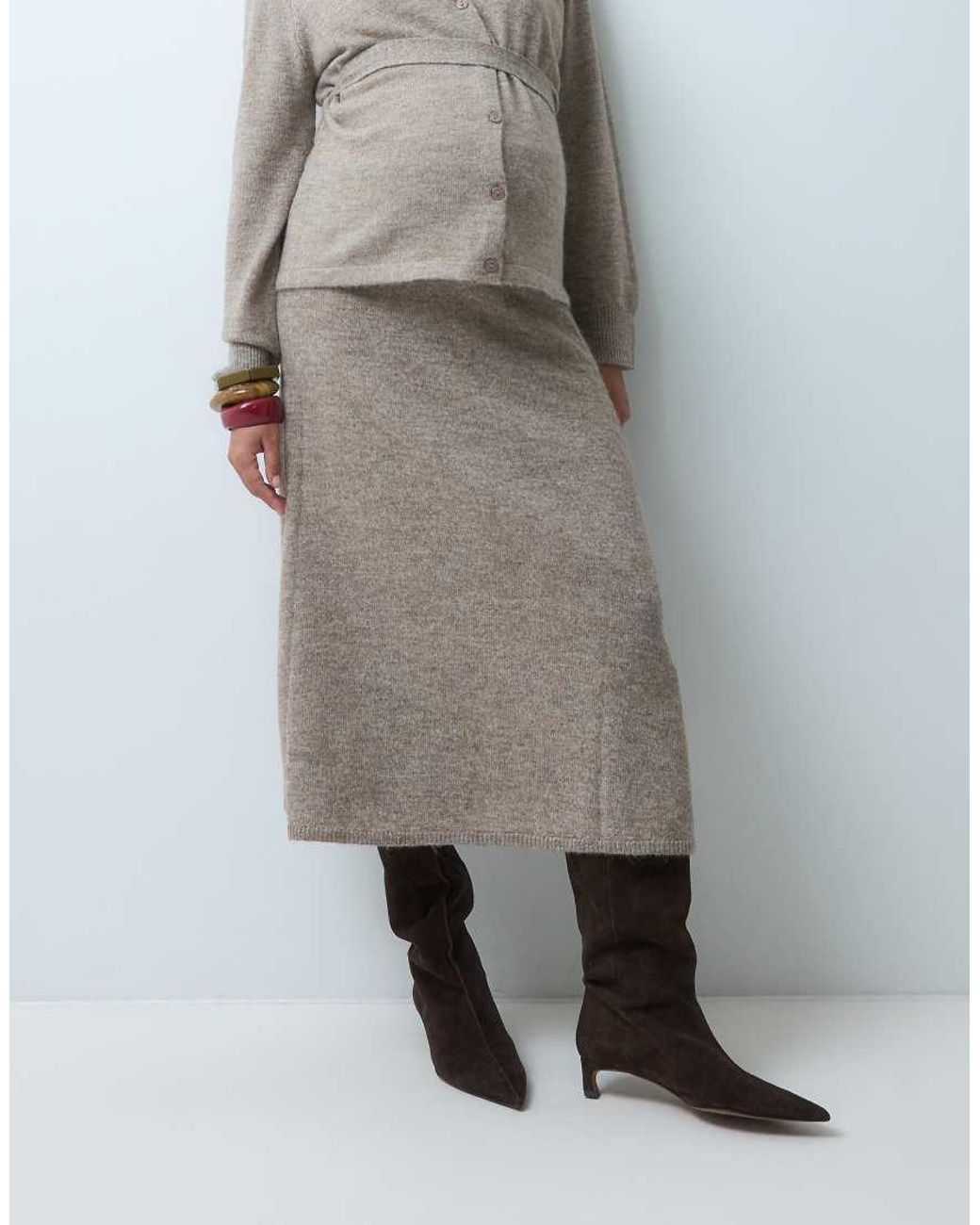 Vero Moda Gray Knitted Maxi Skirt Co-Ord