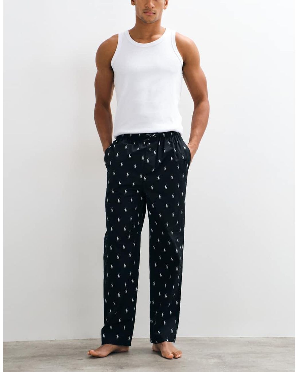 Polo Ralph Lauren Blue Lounge Pants With All Over Logo for men