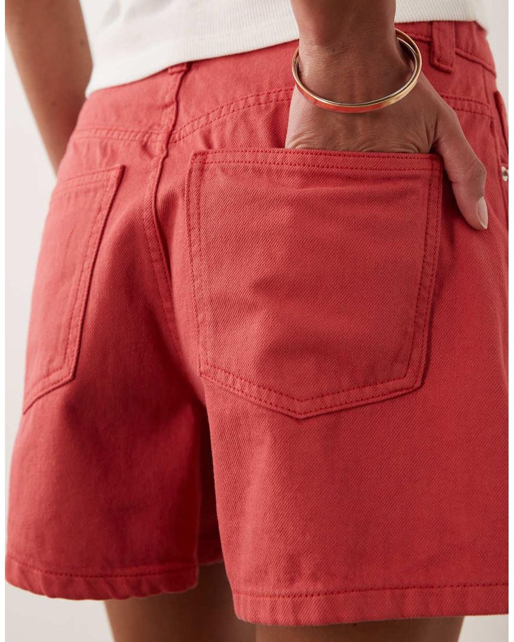 ASOS Red Denim Longer A Line Short