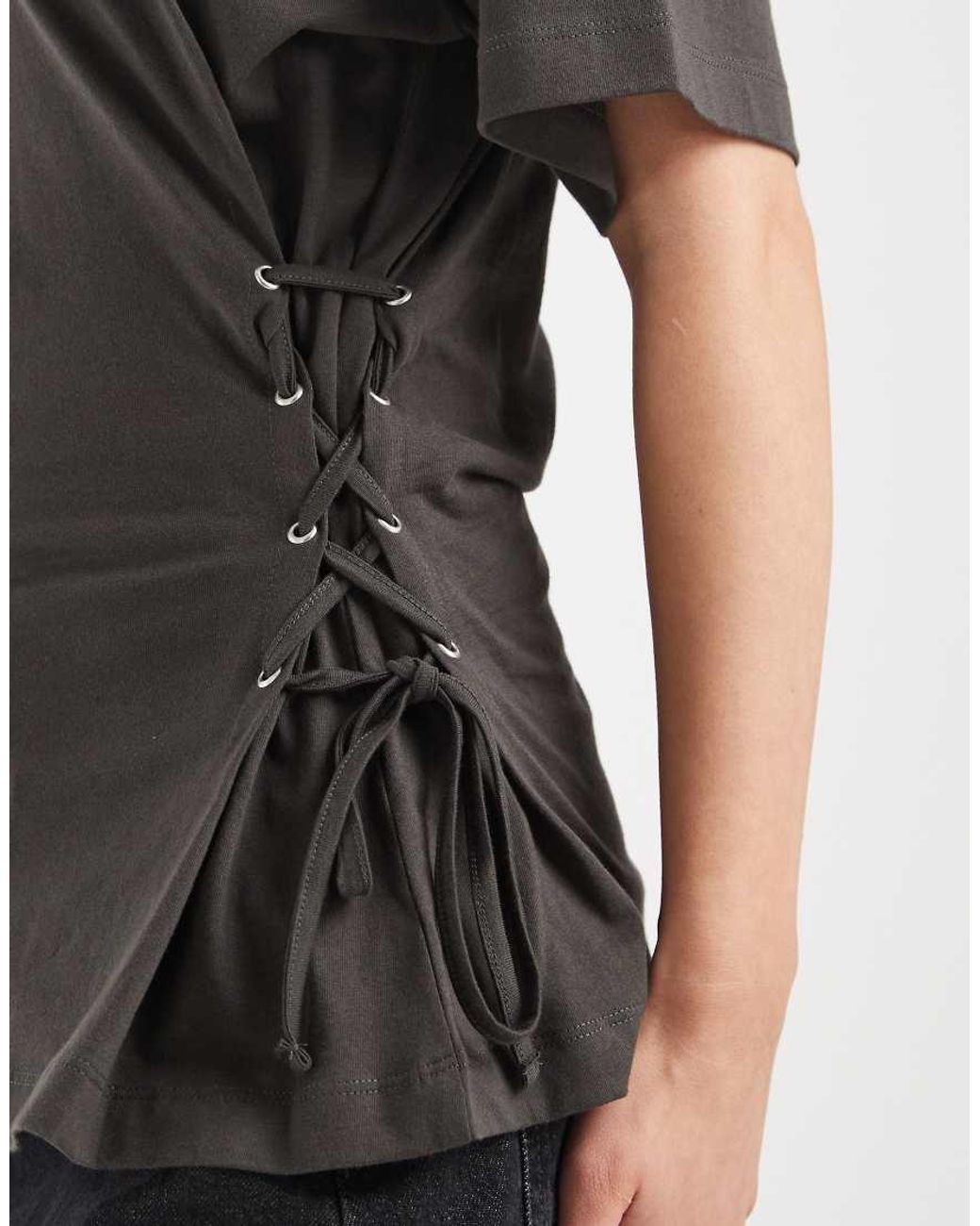 ASOS Gray Cinch Tie-side T-shirt