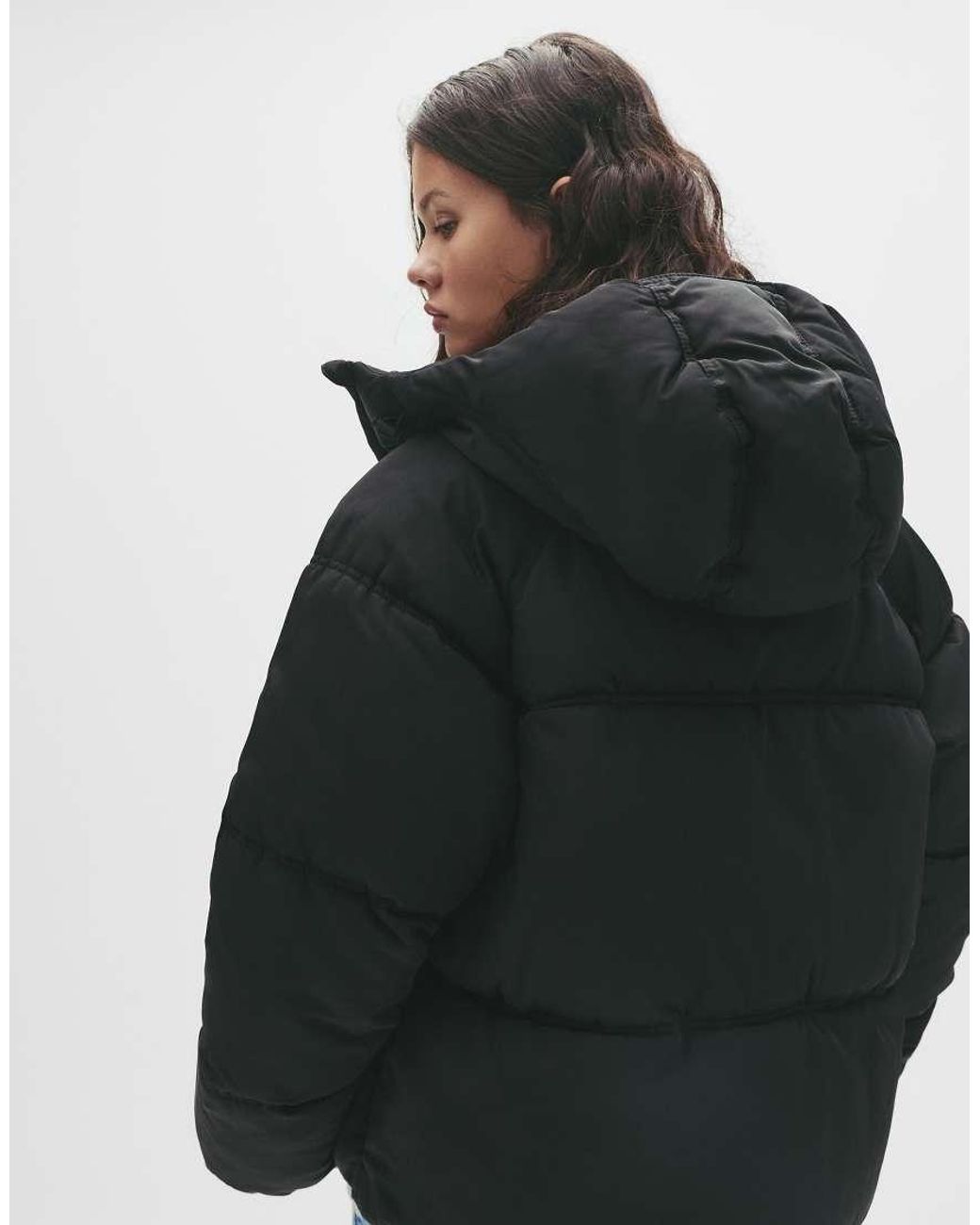 Pull&Bear Gray Puffer Jacket With Hood
