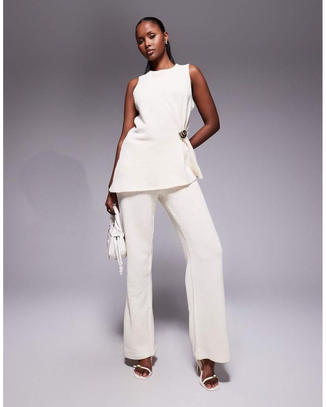 River Island Purple Textured Wide Leg Pants