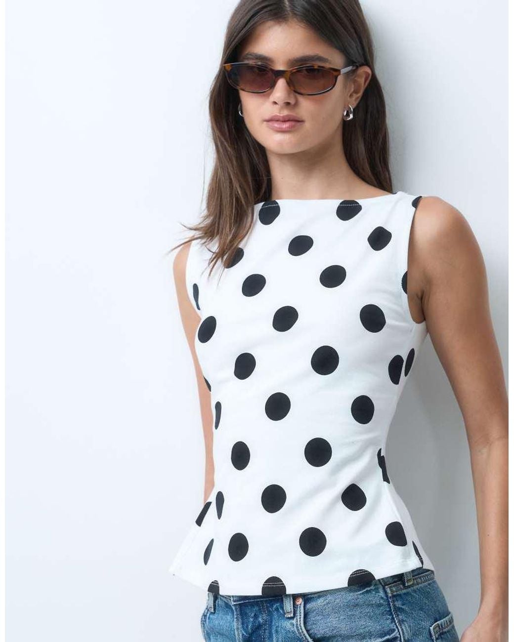 ASOS White Slash Neck Tie Back Tank Top