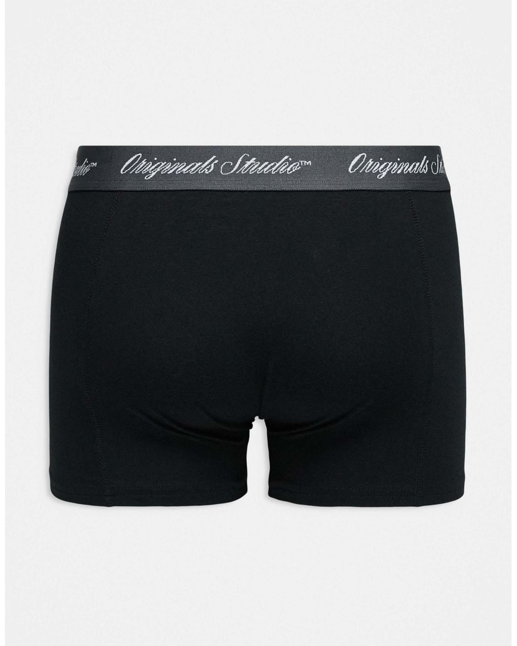 Jack & Jones Black 3 Pack Trunks With Script Logo Waistband for men
