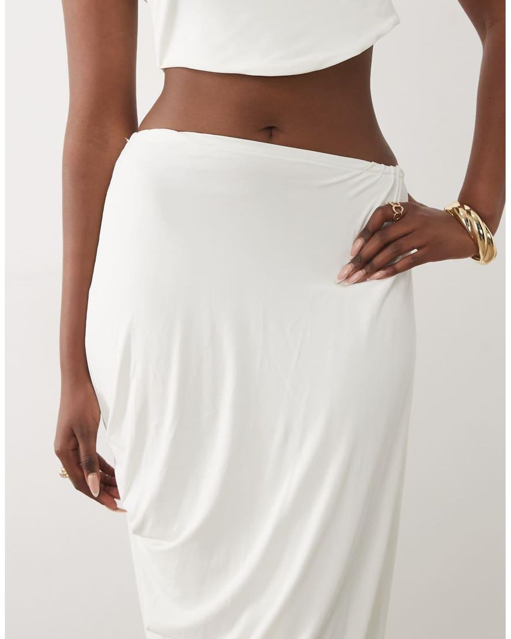Ruched & Ready Natural Sculpting Jersey Draped Maxi Skirt