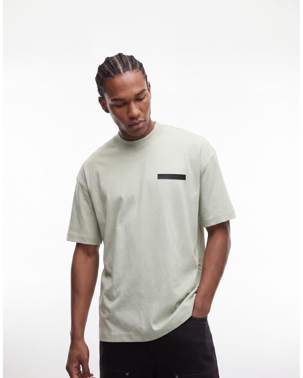 AllSaints Gray Redact Oversized Embroidered Logo T-shirt With Back Print for men